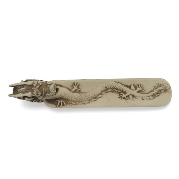 DRAGON INCENSE Holder Cream Resin With Intricate Carved Detailing Vintage - Picture 6 of 11